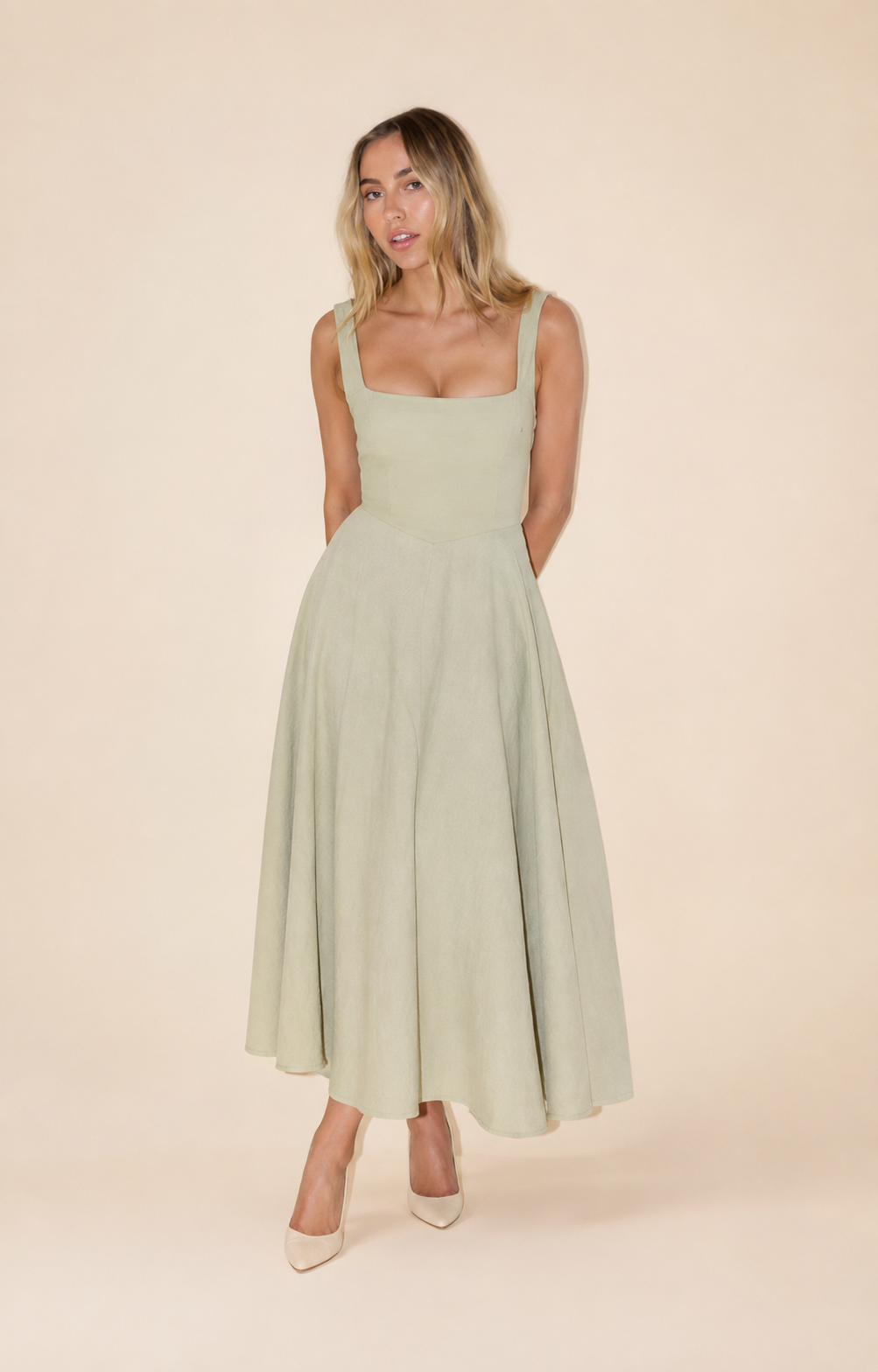 Olive Linen Maxi Dress