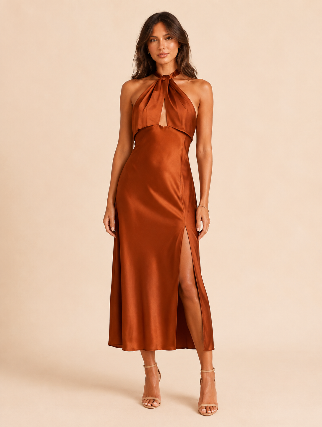 Halter Neck Midi Dress