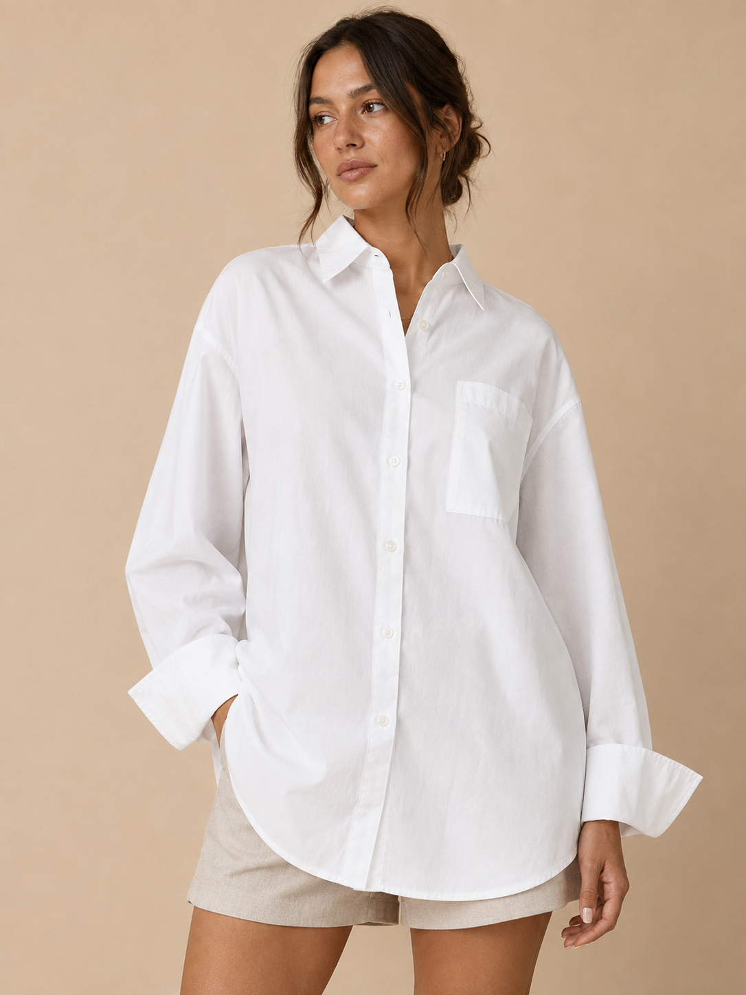 White Oversized Linen Blouse