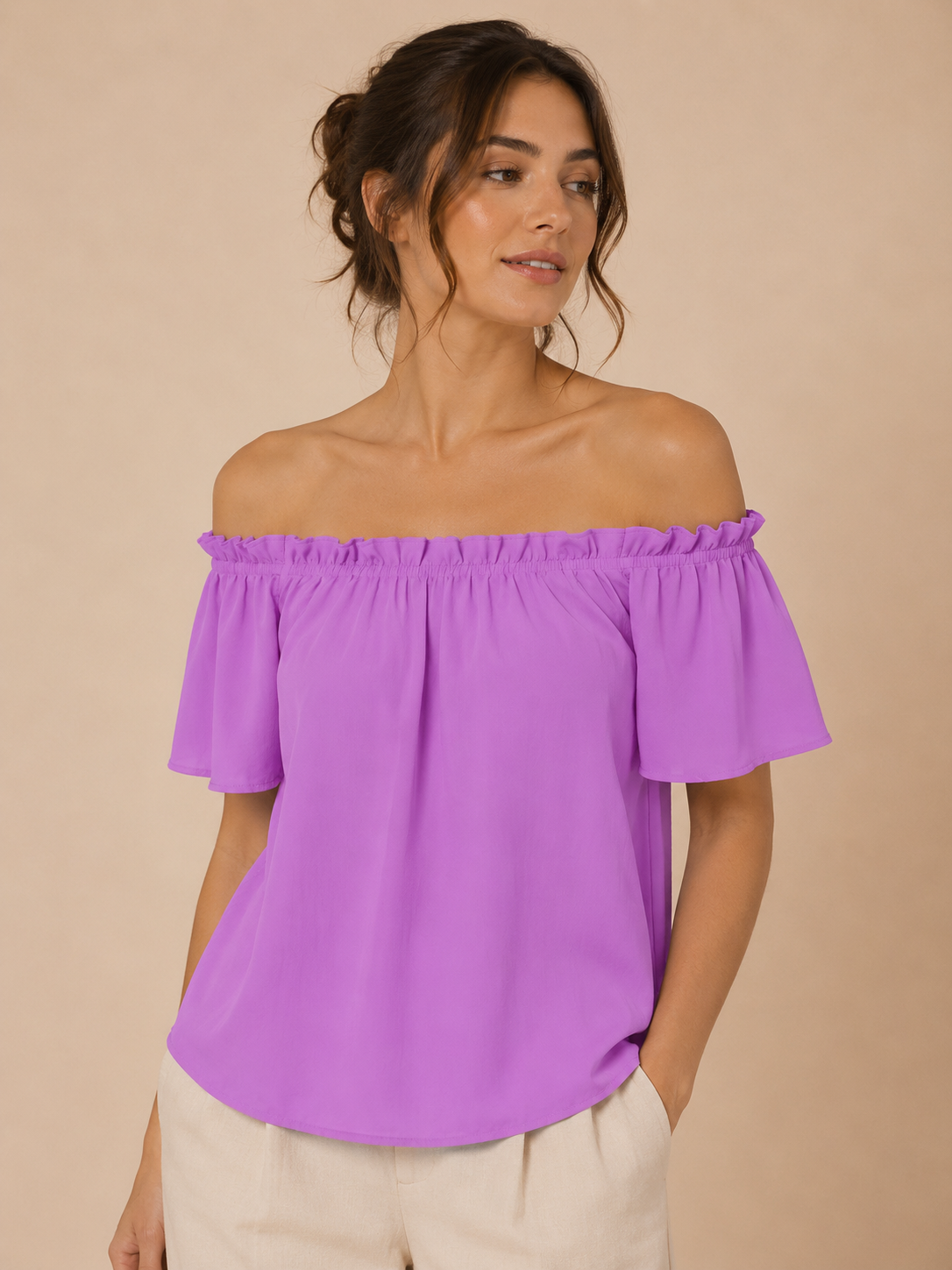 Ribbed Off-Shoulder Knit Top